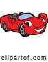 Vector Illustration of a Cartoon Red Convertible Car Mascot Flexing His Muscles by Mascot Junction