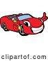 Vector Illustration of a Cartoon Red Convertible Car Mascot Holding a Pencil by Mascot Junction