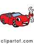Vector Illustration of a Cartoon Red Convertible Car Mascot Holding a Thumb up and a Wrench by Toons4Biz