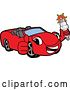 Vector Illustration of a Cartoon Red Convertible Car Mascot Holding a Thumb up and Spark Plug by Toons4Biz
