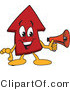 Vector Illustration of a Cartoon Red up Arrow Mascot Holding a Megaphone by Toons4Biz