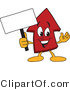 Vector Illustration of a Cartoon Red up Arrow Mascot Holding a Small Blank Sign by Mascot Junction