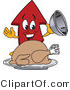 Vector Illustration of a Cartoon Red up Arrow Mascot Serving a Thanksgiving Turkey by Mascot Junction