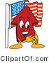 Vector Illustration of a Cartoon Red up Arrow Mascot with an American Flag by Mascot Junction