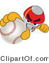 Vector Illustration of a Cartoon Rocket Mascot Grabbing a Baseball by Toons4Biz