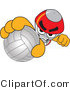 Vector Illustration of a Cartoon Rocket Mascot Grabbing a Volleyball by Toons4Biz