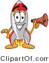 Vector Illustration of a Cartoon Rocket Mascot Holding a Megaphone by Mascot Junction