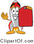 Vector Illustration of a Cartoon Rocket Mascot Holding a Red Sales Price Tag by Mascot Junction