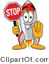 Vector Illustration of a Cartoon Rocket Mascot Holding a Stop Sign by Mascot Junction
