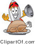 Vector Illustration of a Cartoon Rocket Mascot Serving a Thanksgiving Turkey on a Platter by Mascot Junction