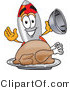 Vector Illustration of a Cartoon Rocket Mascot Serving a Thanksgiving Turkey on a Platter by Toons4Biz