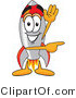Vector Illustration of a Cartoon Rocket Mascot Waving and Pointing by Mascot Junction