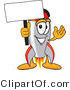 Vector Illustration of a Cartoon Rocket Mascot with a Blank Sign on a Pole by Mascot Junction