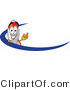 Vector Illustration of a Cartoon Rocket Mascot with a Blue Dash by Mascot Junction