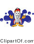 Vector Illustration of a Cartoon Rocket Mascot with a Blue Paint Splatter by Mascot Junction