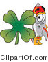 Vector Illustration of a Cartoon Rocket Mascot with a Clover by Mascot Junction