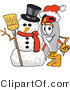 Vector Illustration of a Cartoon Rocket Mascot with a Snowman on Christmas by Mascot Junction