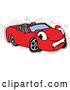 Vector Illustration of a Cartoon Sad Red Convertible Car Mascot After an Accident by Mascot Junction