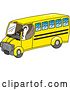 Vector Illustration of a Cartoon Sandpiper Bird School Mascot Driving a School Bus by Mascot Junction