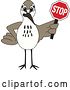 Vector Illustration of a Cartoon Sandpiper Bird School Mascot Holding a Stop Sign by Mascot Junction