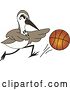 Vector Illustration of a Cartoon Sandpiper Bird School Mascot Playing Basketball by Mascot Junction