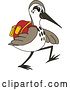 Vector Illustration of a Cartoon Sandpiper Bird School Mascot Wearing a Backpack by Mascot Junction