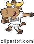 Vector Illustration of a Cartoon School Bull Mascot Athlete Playing Football by Mascot Junction