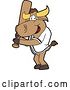 Vector Illustration of a Cartoon School Bull Mascot Holding a Baseball Bat by Mascot Junction
