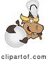 Vector Illustration of a Cartoon School Bull Mascot Holding a Lacrosse Stick and Ball by Mascot Junction