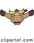 Vector Illustration of a Cartoon School Bull Mascot Leaping Outwards by Mascot Junction