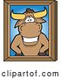 Vector Illustration of a Cartoon School Bull Mascot Portrait by Mascot Junction