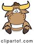 Vector Illustration of a Cartoon School Bull Mascot Smiling over a Sign by Mascot Junction