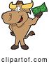 Vector Illustration of a Cartoon School Bull Mascot Standing and Holding Cash by Mascot Junction