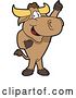 Vector Illustration of a Cartoon School Bull Mascot Standing and Holding up a Hoof by Mascot Junction