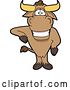 Vector Illustration of a Cartoon School Bull Mascot Standing and Leaning by Mascot Junction