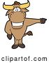 Vector Illustration of a Cartoon School Bull Mascot Standing and Pointing to the Right by Mascot Junction