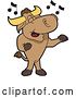 Vector Illustration of a Cartoon School Bull Mascot Standing and Singing by Mascot Junction