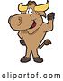 Vector Illustration of a Cartoon School Bull Mascot Standing and Waving by Mascot Junction