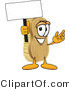 Vector Illustration of a Cartoon Scrub Brush Mascot Waving a Blank White Advertising Sign by Mascot Junction
