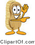 Vector Illustration of a Cartoon Scrub Brush Mascot Waving and Pointing to the Right by Mascot Junction