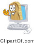 Vector Illustration of a Cartoon Scrub Brush Mascot Waving from Inside a Computer Screen by Mascot Junction