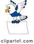 Vector Illustration of a Cartoon Seahawk Mascot Flying with a Blank Sign by Mascot Junction