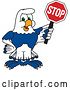 Vector Illustration of a Cartoon Seahawk Mascot Holding a Stop Sign by Toons4Biz