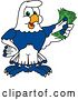Vector Illustration of a Cartoon Seahawk Mascot Holding Cash Money by Mascot Junction