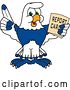 Vector Illustration of a Cartoon Seahawk Mascot Holding up a Finger and a Report Card by Mascot Junction