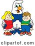 Vector Illustration of a Cartoon Seahawk Mascot Posing with Students by Mascot Junction