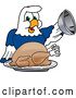 Vector Illustration of a Cartoon Seahawk Mascot Serving a Thanksgiving Turkey by Mascot Junction