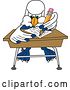 Vector Illustration of a Cartoon Seahawk Mascot Writing at a Desk by Mascot Junction