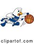 Vector Illustration of a Cartoon Seahawk Sports Mascot Dribbling a Basketball by Mascot Junction