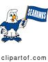Vector Illustration of a Cartoon Seahawk Sports Mascot Holding a Flag by Mascot Junction